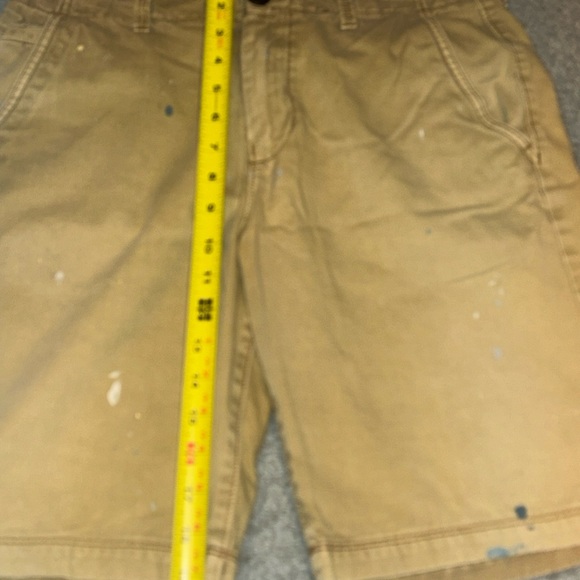 American Eagle Distressed Khaki Tan Shorts Paint Splatter Work Ware- Size 31 AEO - Picture 9 of 12